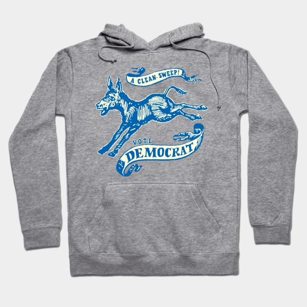 Vintage Democrat Donkey - A Clean Sweep, Vote Democrat 2020 Hoodie by andzoo